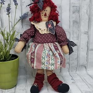 Vtg. TENDER HEARTED COLLECTIBLES Girl Shelf Sitting Rag Doll
